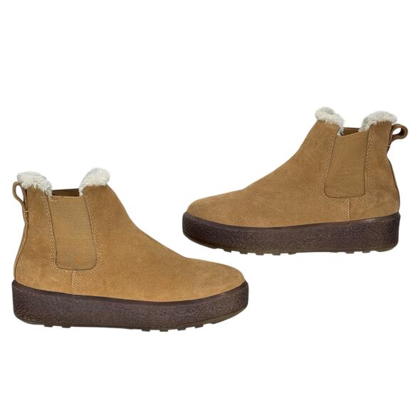 Madewell The Toasty Chelsea Boot Women's 8 Faux Shearling Pull On Brown Chunky - Picture 3 of 10